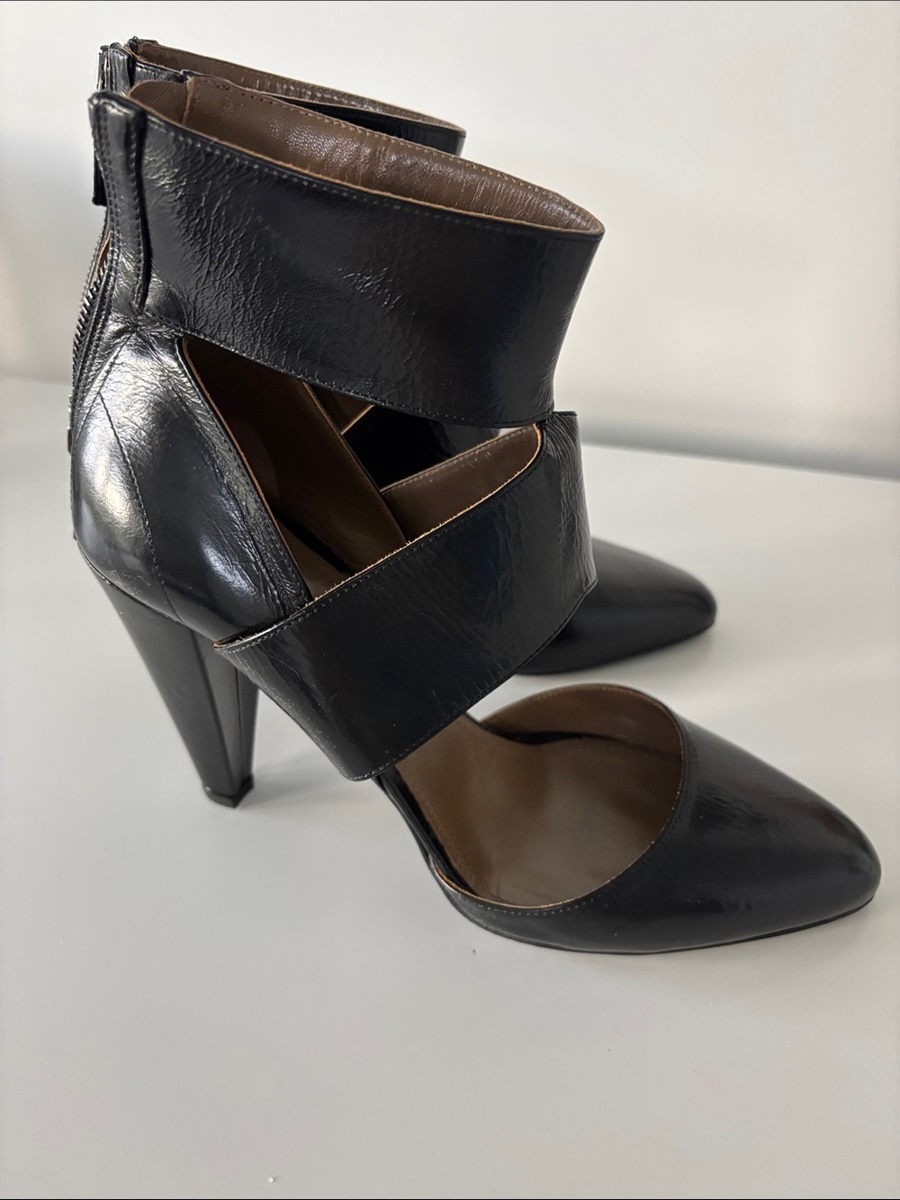 Jill Stuart Black Cutout Ankle-Strap High Heels